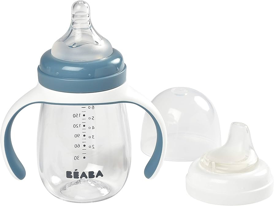 BEABA 2-in-1 Baby Bottle to Training Sippy Cup, Learning Cup, Baby Bottle Nipple and Soft Silicon... | Amazon (US)