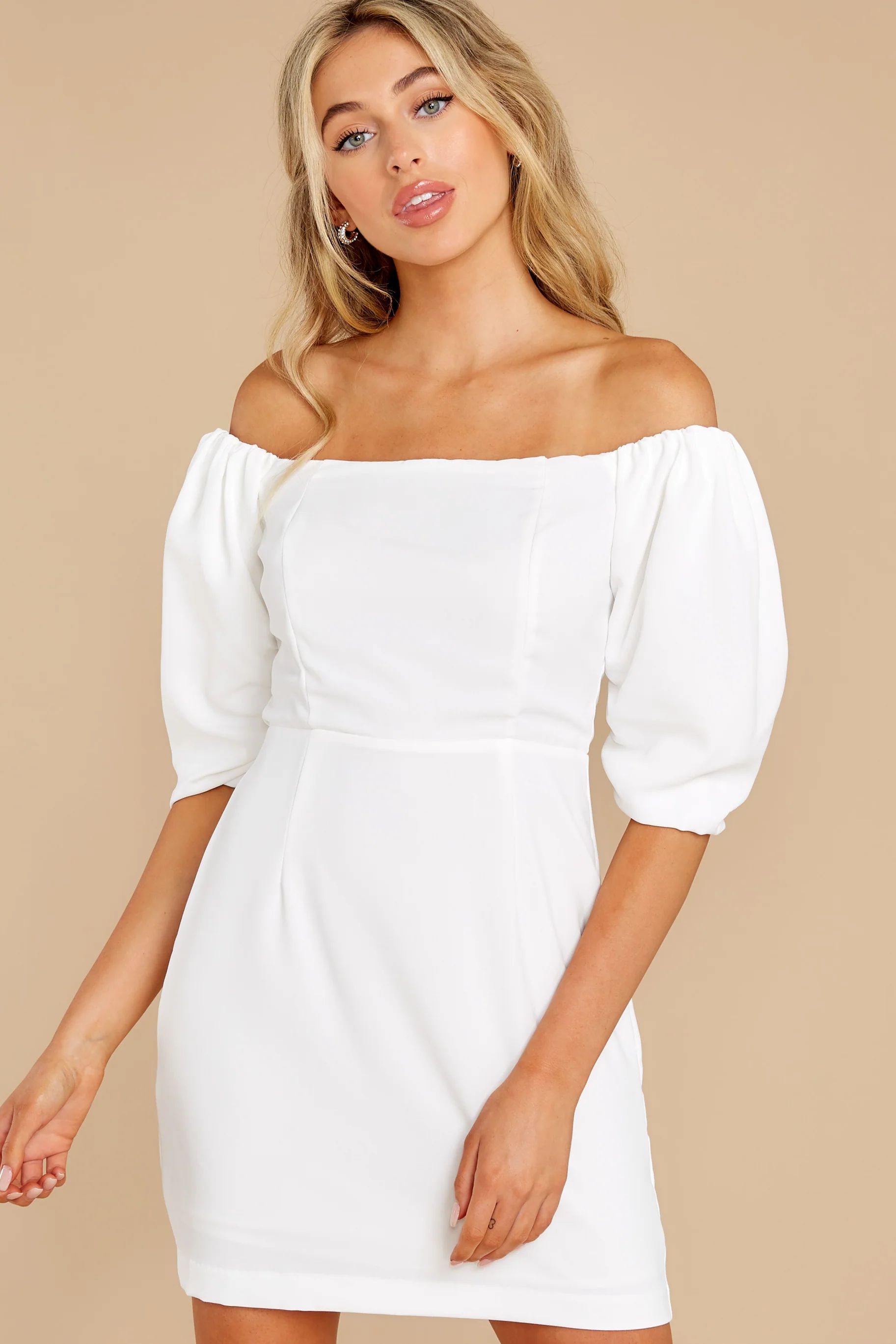 Lofty Ambitions White Off The Shoulder Dress | Red Dress 