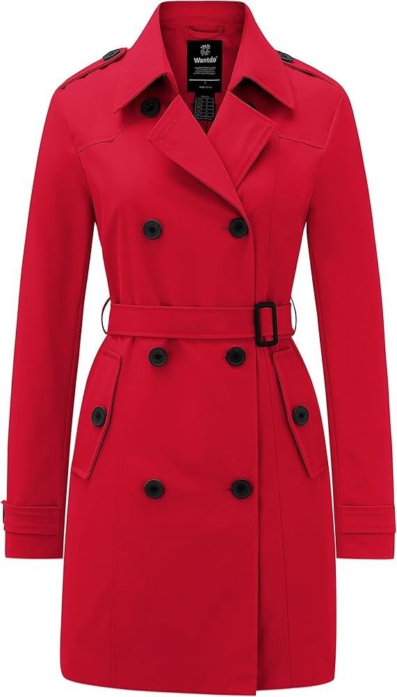 Wantdo Women's Waterproof Trench Coat Classic Lapel Outerwear Coat with Belt | Amazon (US)