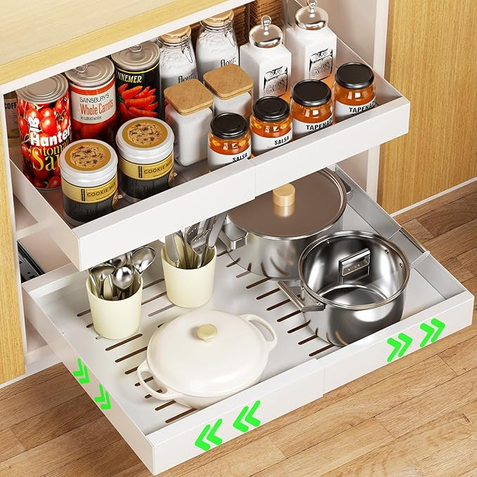 Delamu Pull Out Cabinet Organizer, Expandable (11.8"-19.7") Pull Out Drawers for Cabinets, Slide ... | Amazon (US)