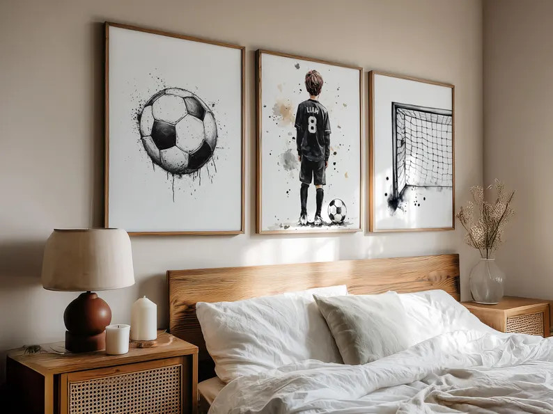 Custom Soccer Wall Art Set of 3 Prints, Printed and Shipped - Etsy | Etsy (US)