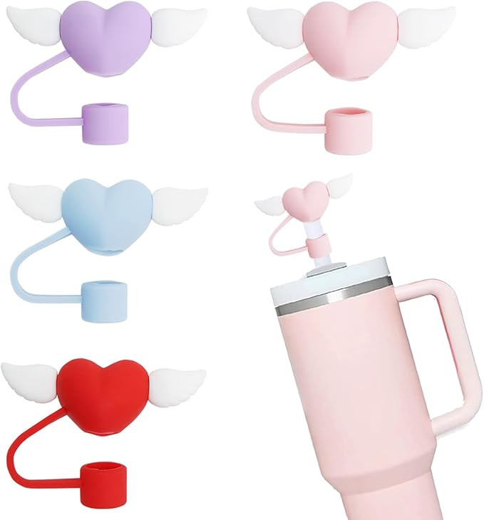 GAISHION 4 pcs Love Wings Straw Covers Cap Toppers Tips Compatible with Stanley 40/30 oz Tumbler ... | Amazon (US)
