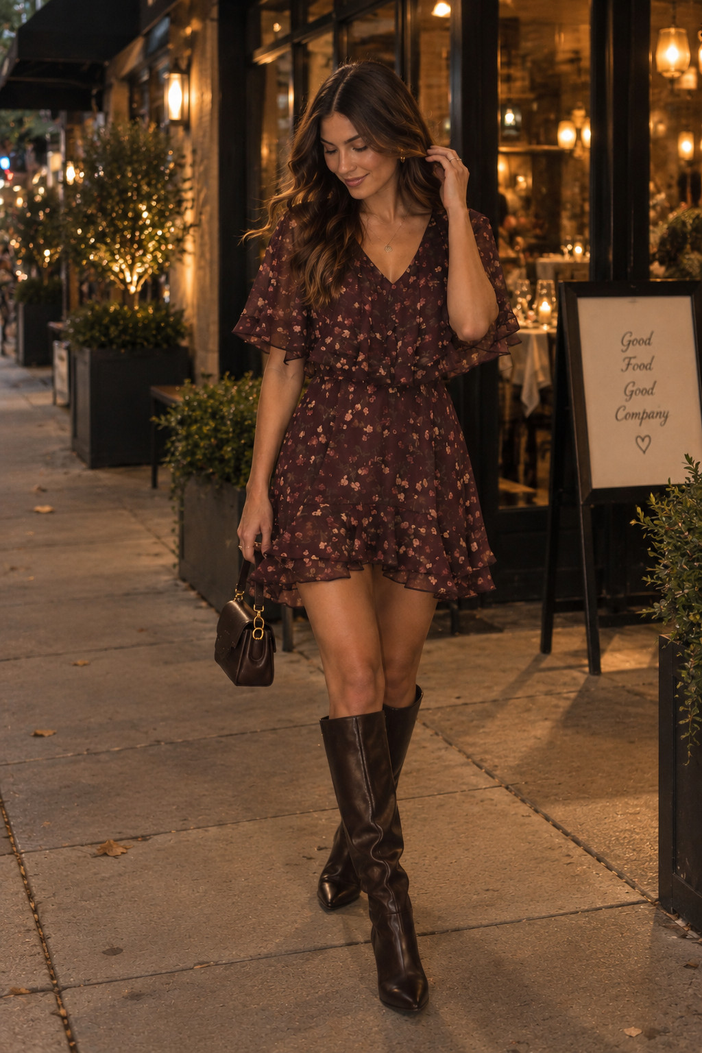 Such a cute fall date-night dress! The deep burgundy floral print, sheer flutter sleeves, ruffles, and mini length feel feminine and a little flirty without being overdone. So good with tall brown boots for dinner, drinks, girls’ night, or a weekend date.
#ASTRTheLabel #DateNightOutfit #FloralMiniDress #BurgundyDress #FallDateNight #FallDress #GirlsNightOutfit #FallFashion #AutumnStyle #MiniDress 

 #LTKSeasonal #LTKU #LTKSaleAlert