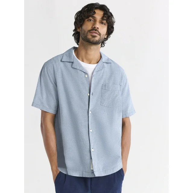Free Assembly Men's Linen Blend Camp Shirt with Short Sleeves, Sizes XS-3XL | Walmart (US)