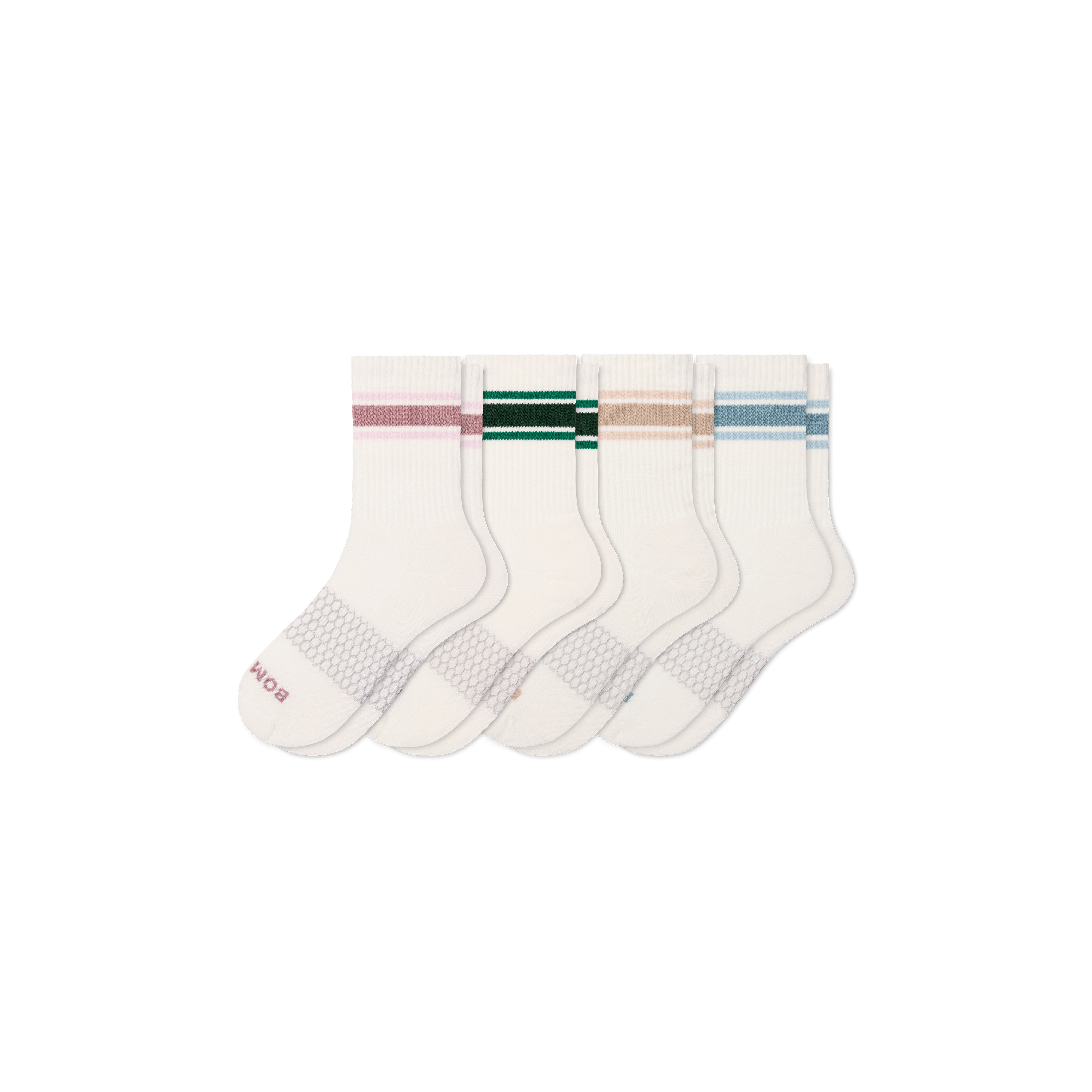 Women's Vintage Stripes Half Calf Sock 4-Pack - Misty Sky Rose Mix - Small - Cotton Blend - Bombas | Bombas