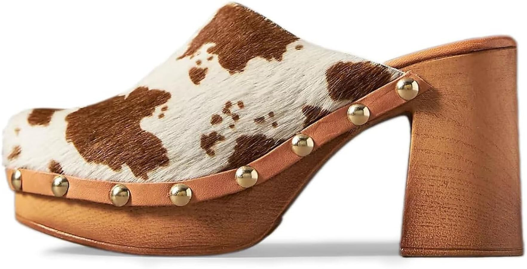 Agodor Fashion Studded Platform Wooden Clogs Mules\u2013Chunky Heel Slip\u2011On Clogs Studs Roun... | Amazon (CA)