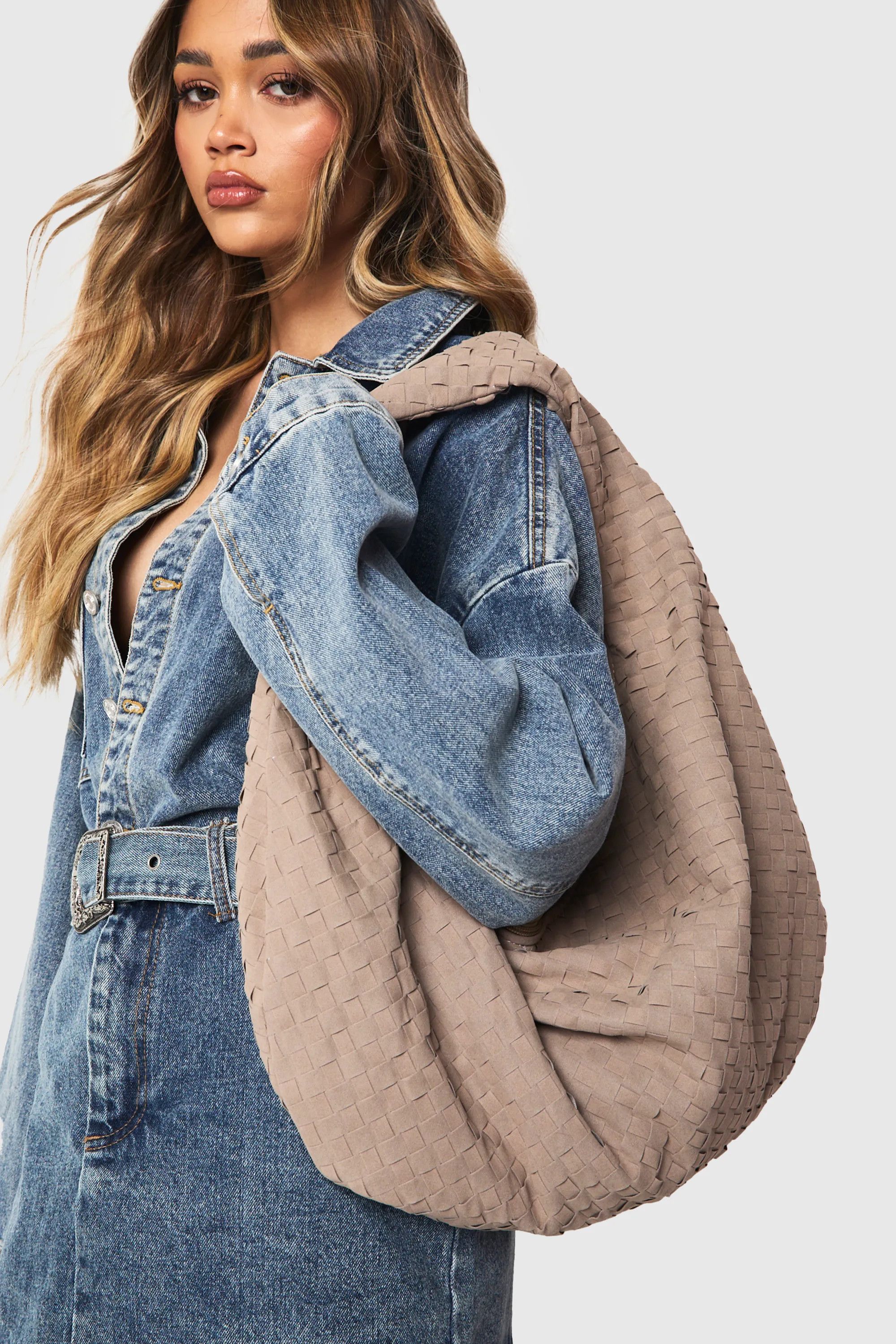 Bags & Purses | Faux Suede Woven Knot Oversized Shoulder Bag | Boohoo | Boohoo.com (UK & IE)