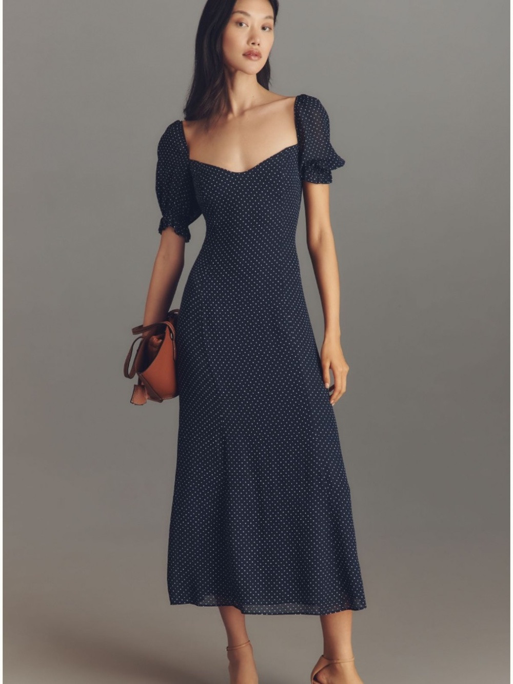 Reformation Gloria Dress 10 NWOT polka dots navy | Poshmark