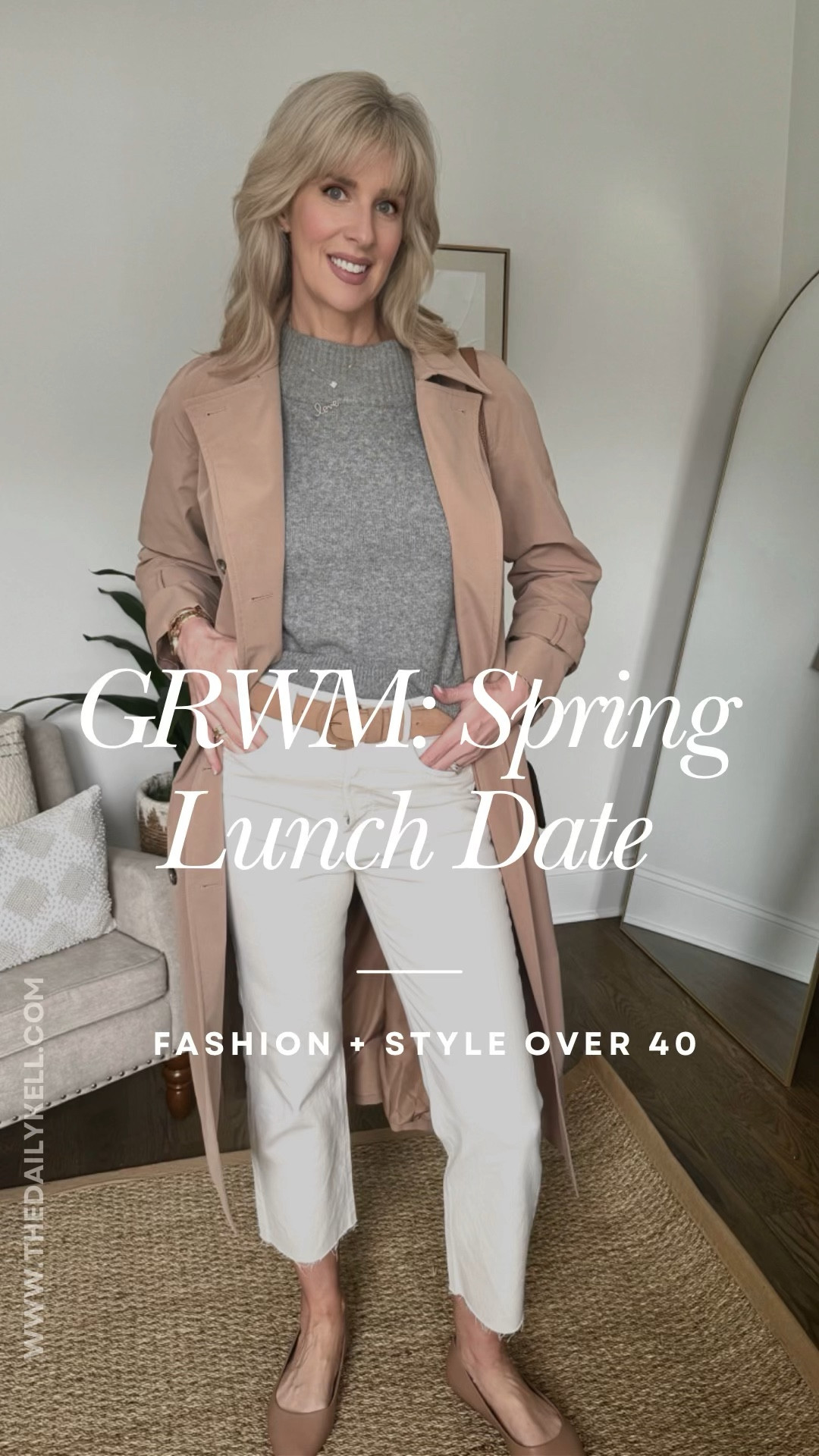 This is an easy and versatile look that I’m wearing for lunch but could also be a great casual business day look.  

My sweater can be worn on or off the shoulder.  Size small.  

Shoes on sale under $30.  Run true to size.  

Wearing Frank & Eileen denim.  Sized up one to 29 because there isn’t much stretch.  

Trench in XS.  

#LTKSpringSale 

#LTKVideo #LTKsalealert