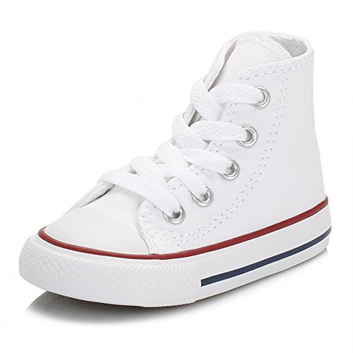 Converse Kids' Chuck Taylor All Star Canvas High Top Sneaker, optical white, 7 M US Toddler | Amazon (US)