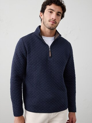 Quilted Knit Half-Zip Pullover | Banana Republic Factory