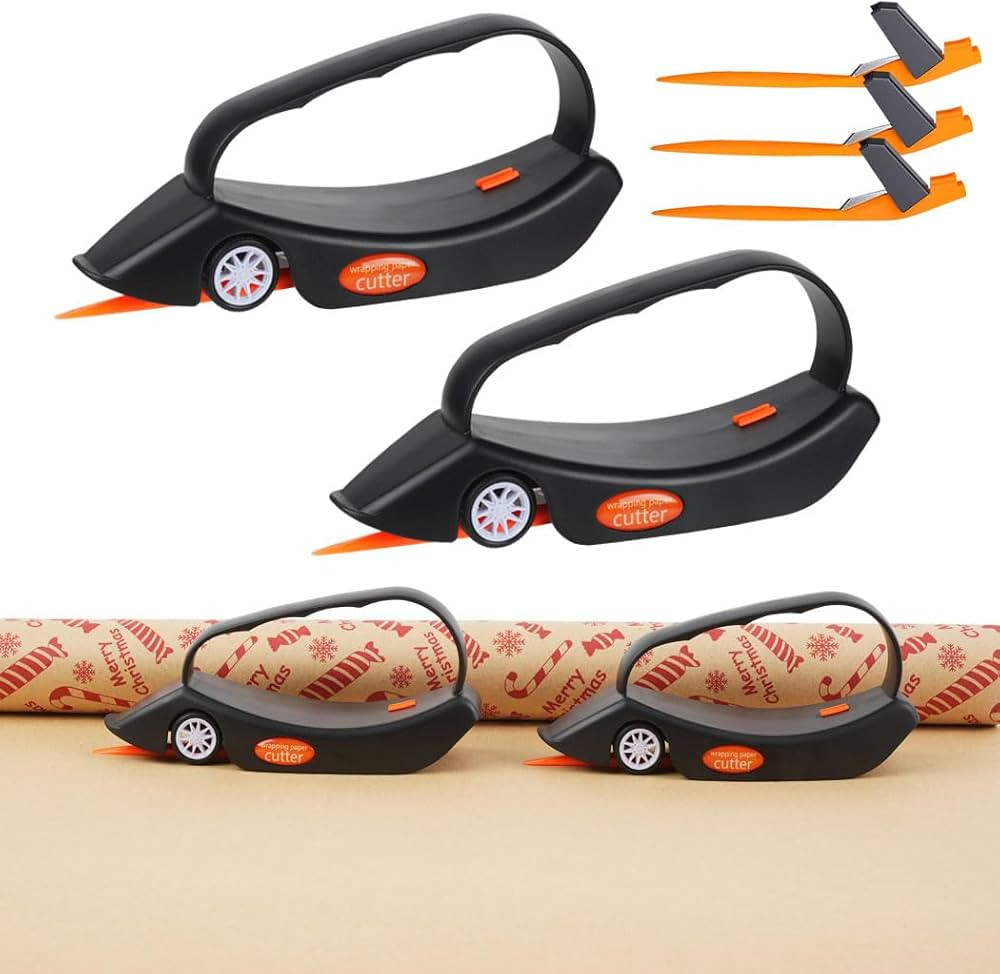 2-Pack Wrapping Paper Cutter with 3 Replaceable Blades Gift Wrap Cutter with Wheels Birthday and ... | Amazon (US)