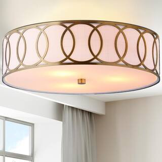 JONATHAN Y Aubrey 3-Light 15.5 in. Brass Gold Metal Flush Mount JYL3503A - The Home Depot | The Home Depot