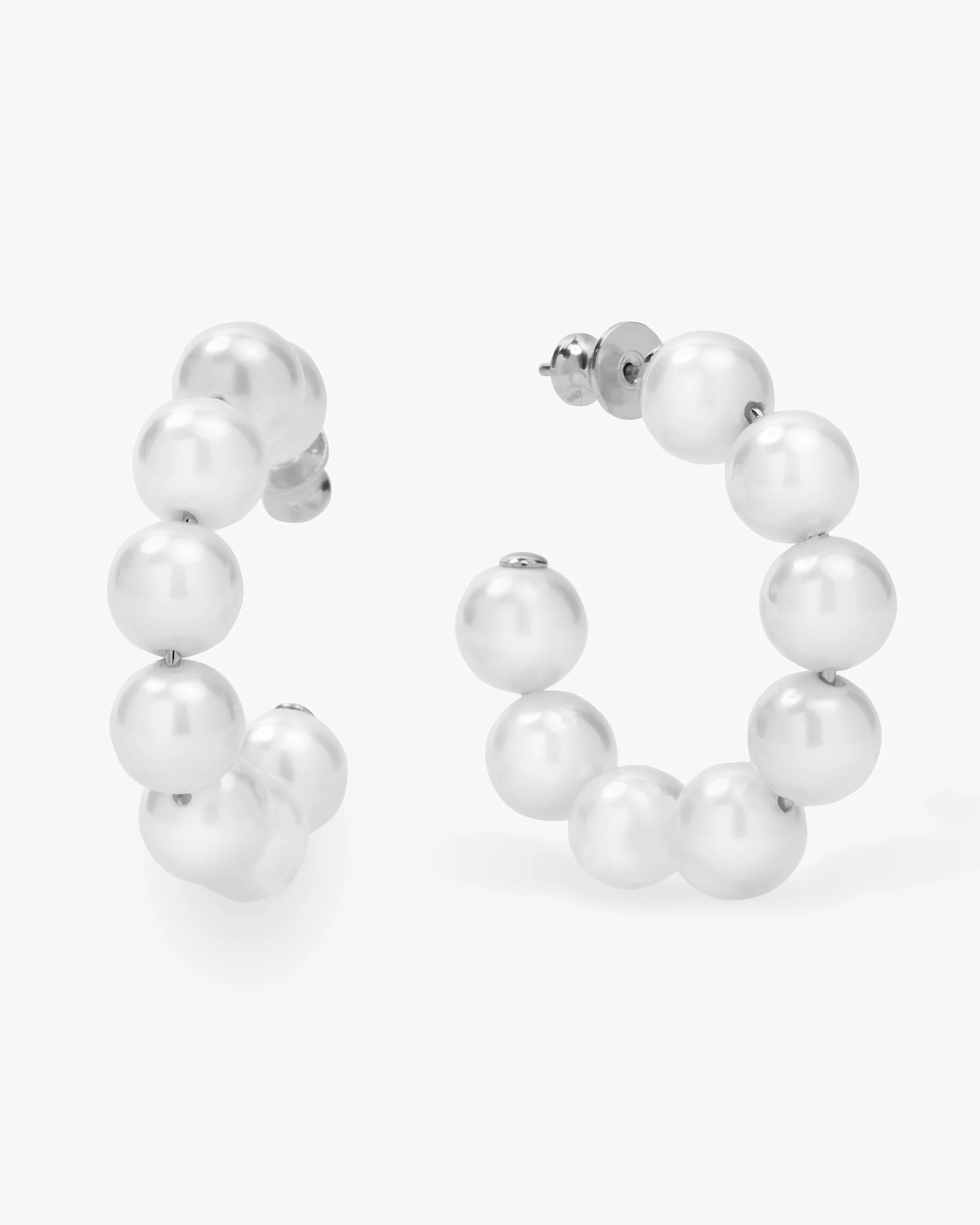 Life's A Ball Pearl Hoops - Silver | Melinda Maria Jewelry