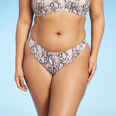 Women's High Leg Extra Cheeky Bikini Bottom - Shade & Shore™ Neutral Snake Print | Target