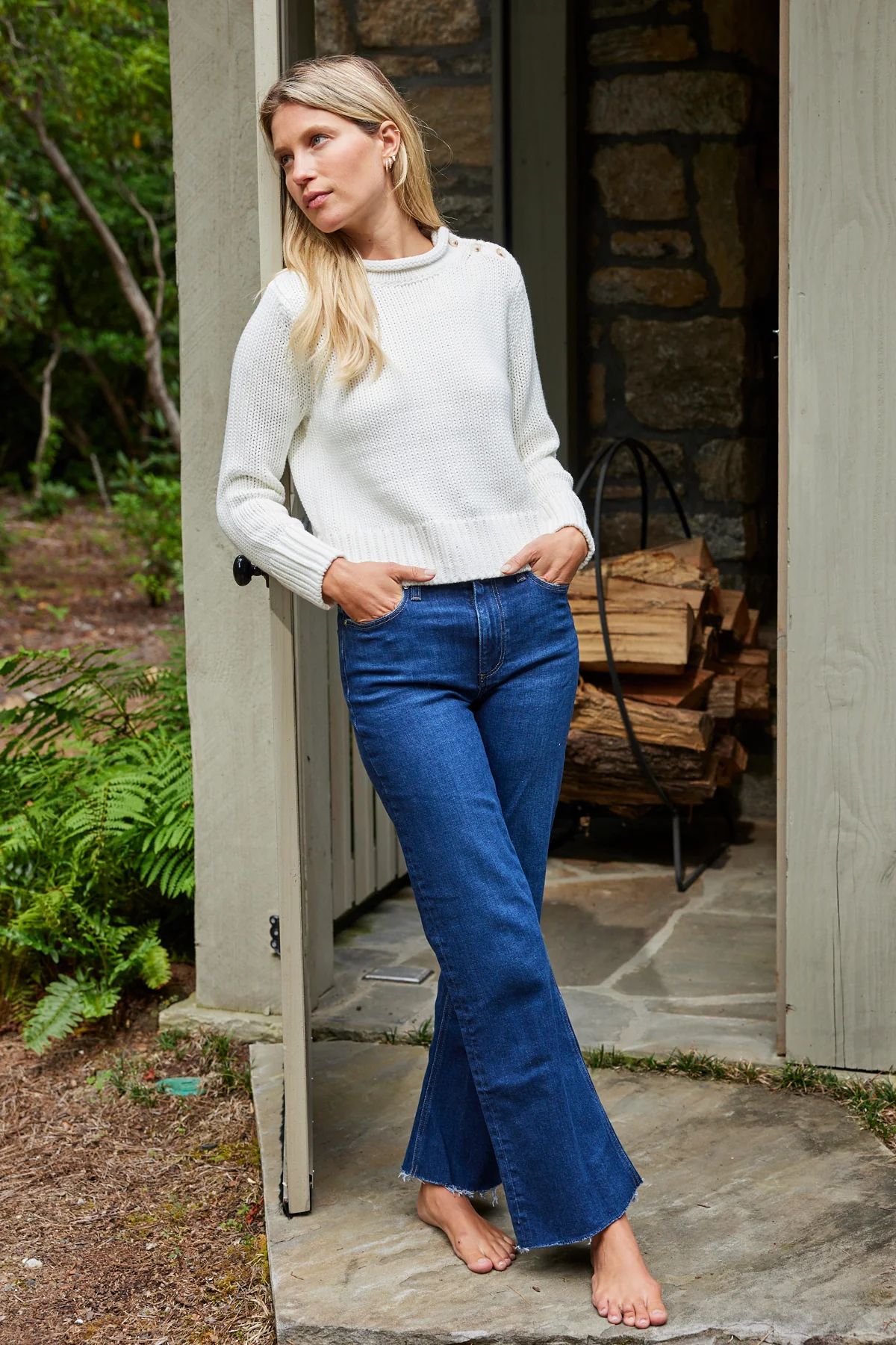 Jane Sweater in Ivory | Lake Pajamas