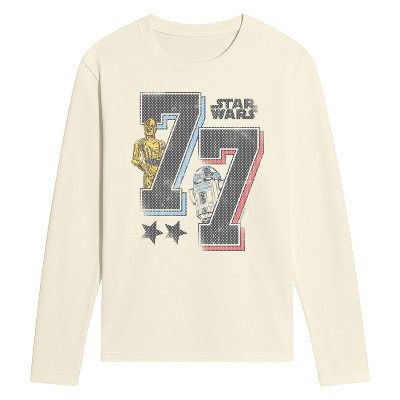 Men's Star Wars Jersey Long Sleeve Graphic T-Shirt - Natural - Small | Target