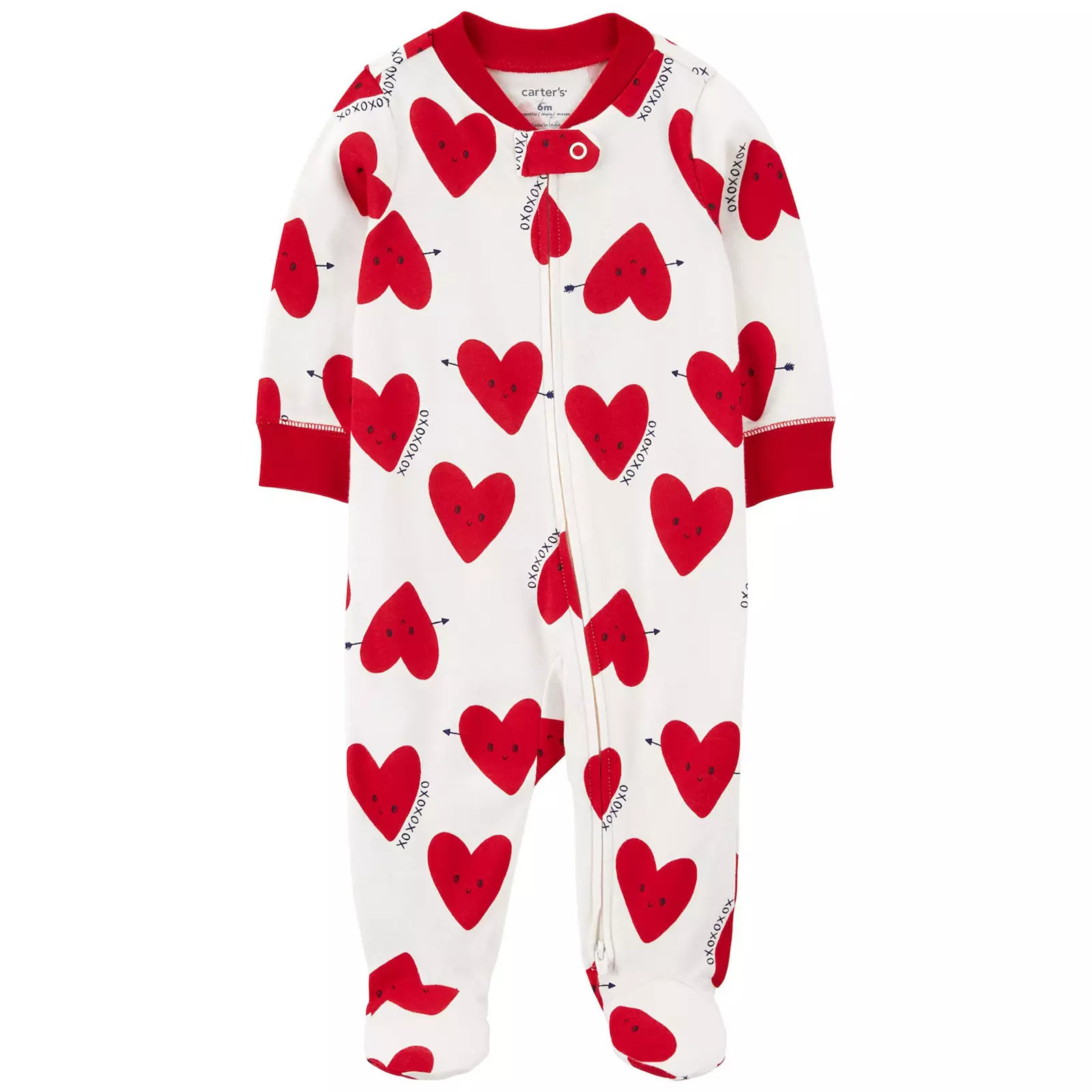 Baby Carter's Valentine's Day Heart 2-Way Zip Cotton Sleep & Play, Boy's, Size: PREEMIE, Heart Print | Kohl's