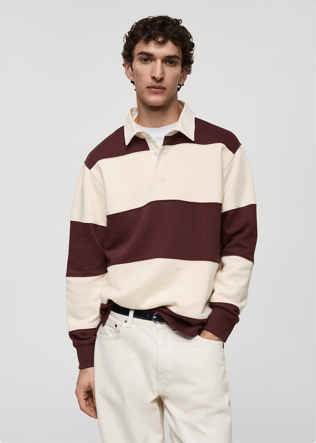 Striped cotton polo sweatshirt - Men | MANGO USA | Mango (US/MX/AU)