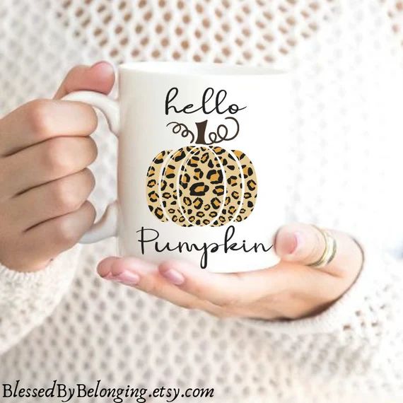 Hello Pumpkin Coffee Mug- Leopard Print Pumpkin- Fall Coffee Mug- Fall Lover Gift- Autumn Coffee ... | Etsy (US)