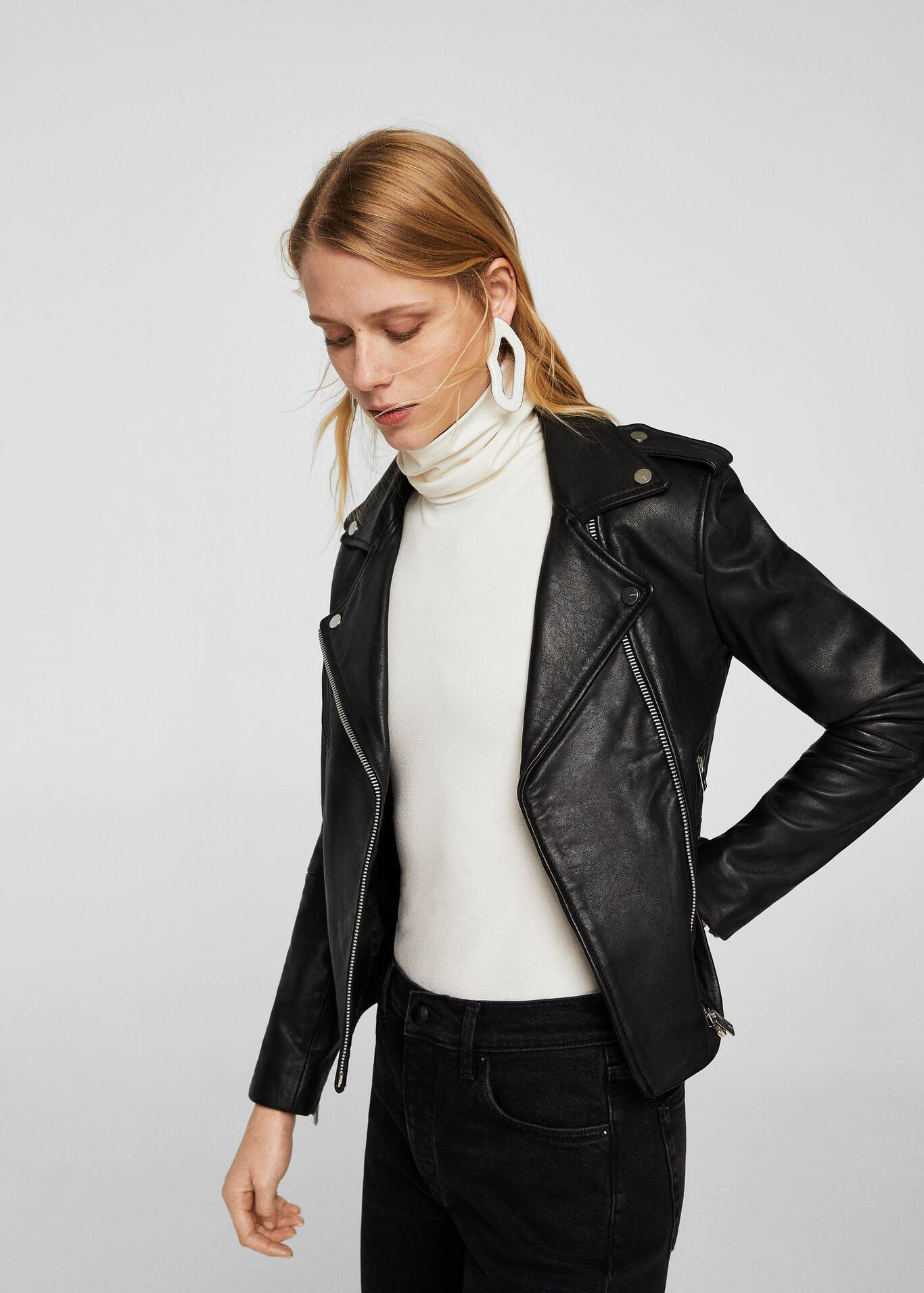 Bikerjacke aus leder - f füBikerjacken Damen | MANGO (DE)