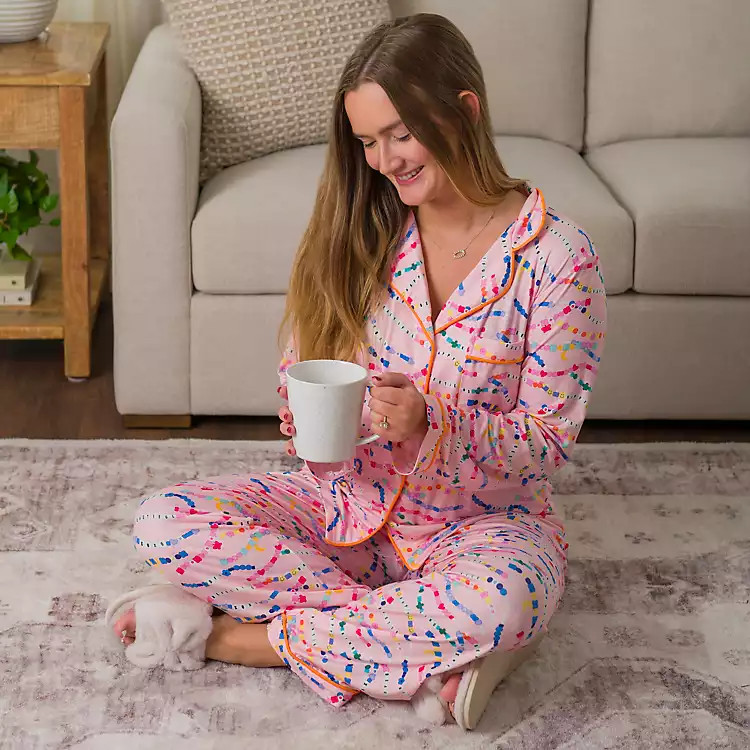 Pink Friendship Bracelets Medium Pajama Set | Kirklands Home | Kirklands