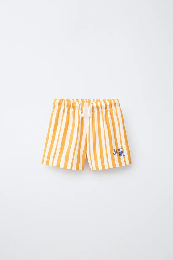 EMBROIDERED TEXT STRIPED SHORTS | Zara US