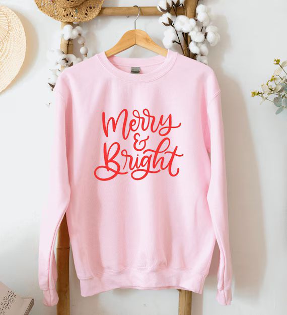 Merry and Bright Christmas Sweatshirt, Christmas Shirt, Christmas Gift, Christmas Sweatshirt, Gif... | Etsy (US)