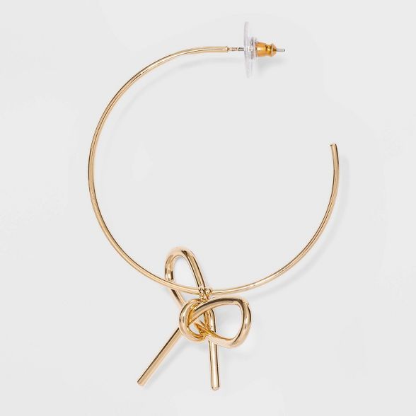 SUGARFIX by BaubleBar Slim Hoop Earrings with Bows - Gold | Target