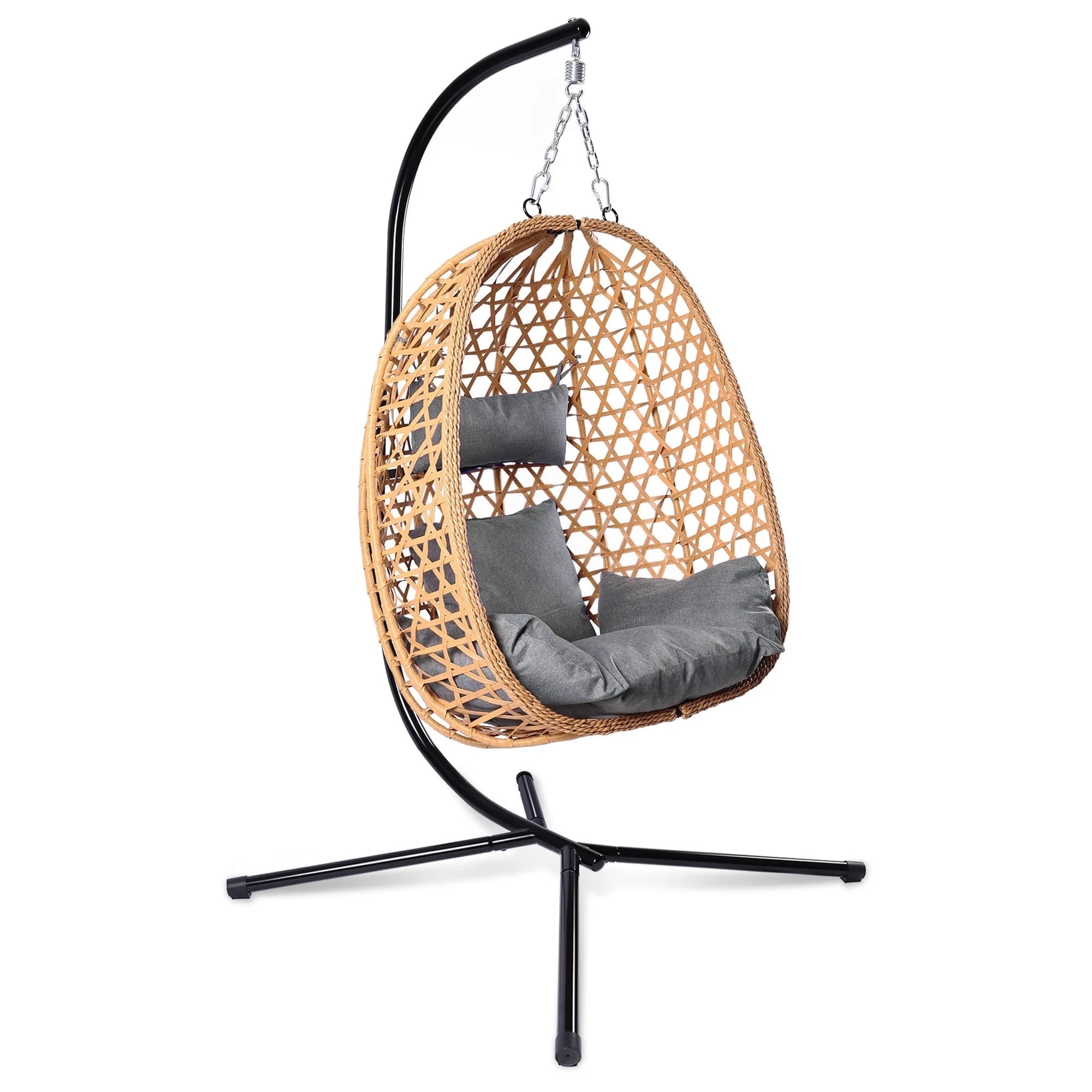 Egg Chair with Stand, Patio Wicker Bifanuo Hanging Chair, Hammock Swing Chair, 350LBS Capacity fo... | Walmart (US)
