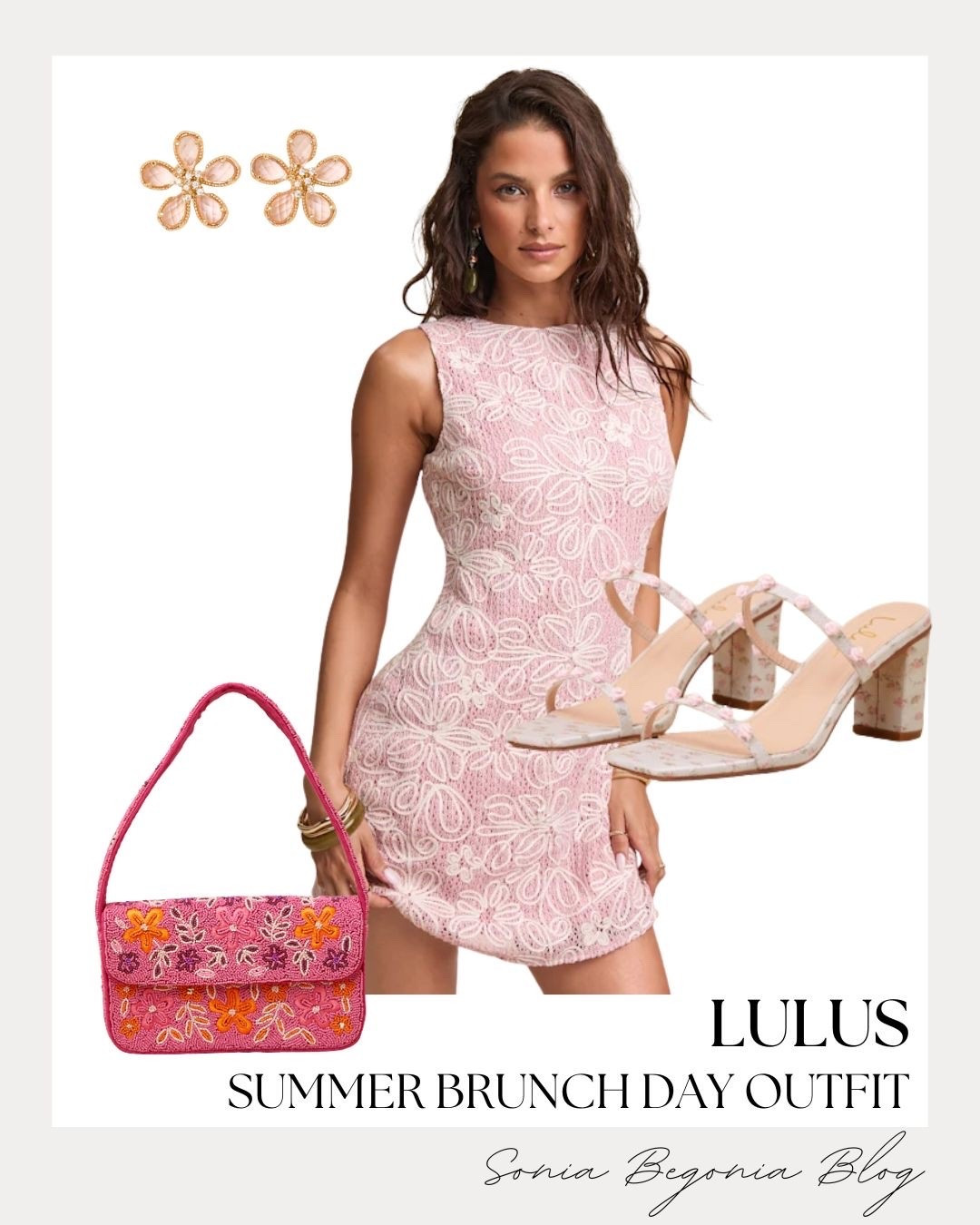 The prettiest summer brunch day outfit inspiration from Lulus! I am obsessed with the beautiful white floral embroidery on this chic pink mini dress, creating the ultimate feminine look for a sunny weekend outing. 🌸✨

I styled it with floral-printed block heel sandals, a vibrant beaded pink shoulder bag, and gold flower statement earrings. 💖

#Lulus #brunchoutfit #summerfashion #pinkdress #LTKstyletip #chicstyle #ootd #summeroutfit #girlystyle

#LTKootd #LTKSeasonal
