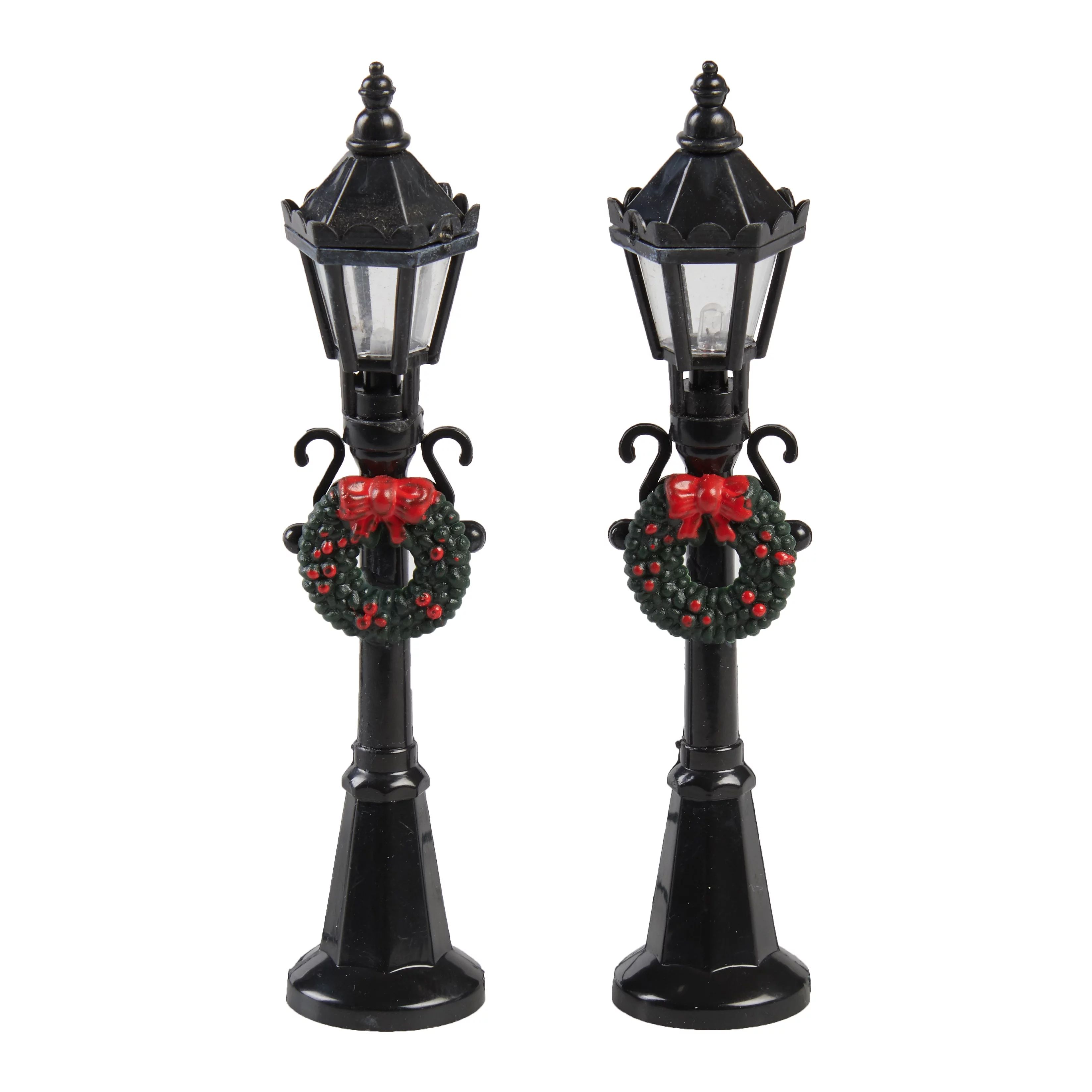 Holiday Time Christmas Village Set Of 2 Lamp Post, 1" X 1" X 4.75"H, Use 2 AA Batteries not inclu... | Walmart (US)
