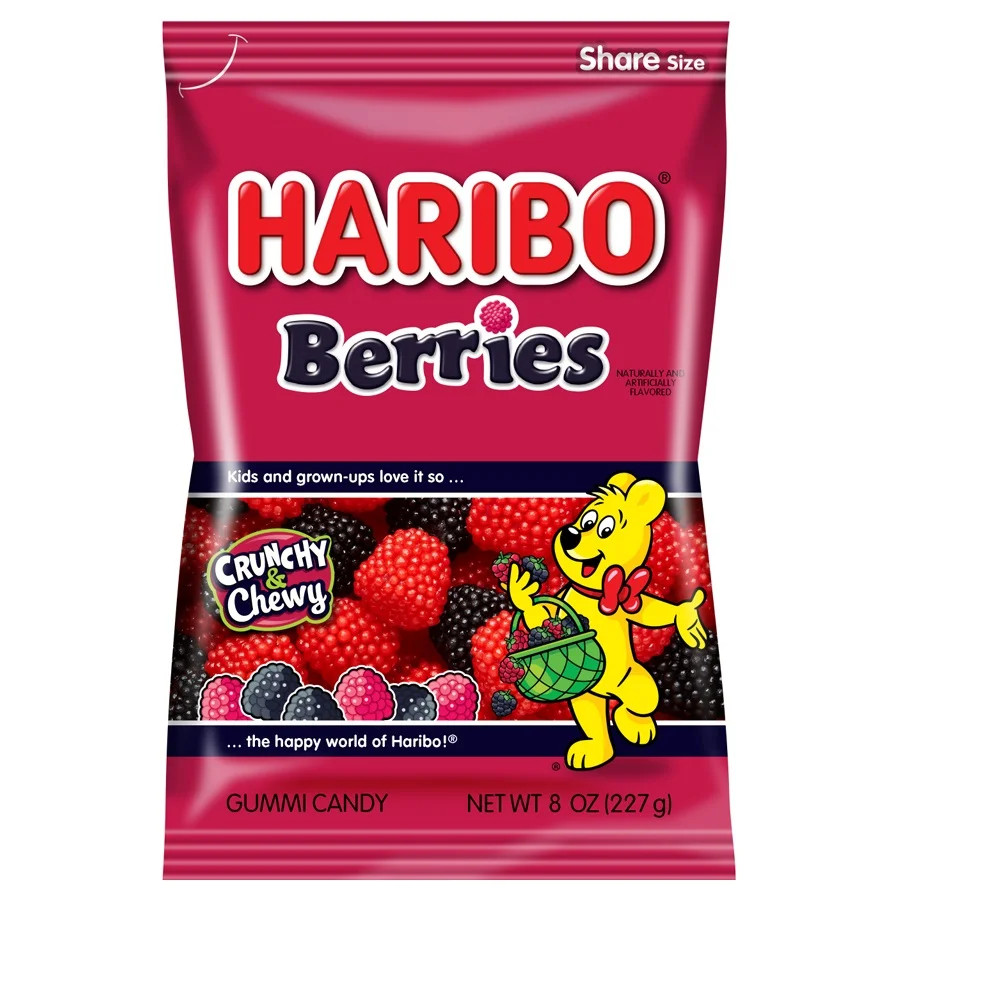 HARIBO Berries Original Red and Black Raspberry Gummies Fruit Flavor Crunchy and Chewy Gummy Cand... | Walmart (US)