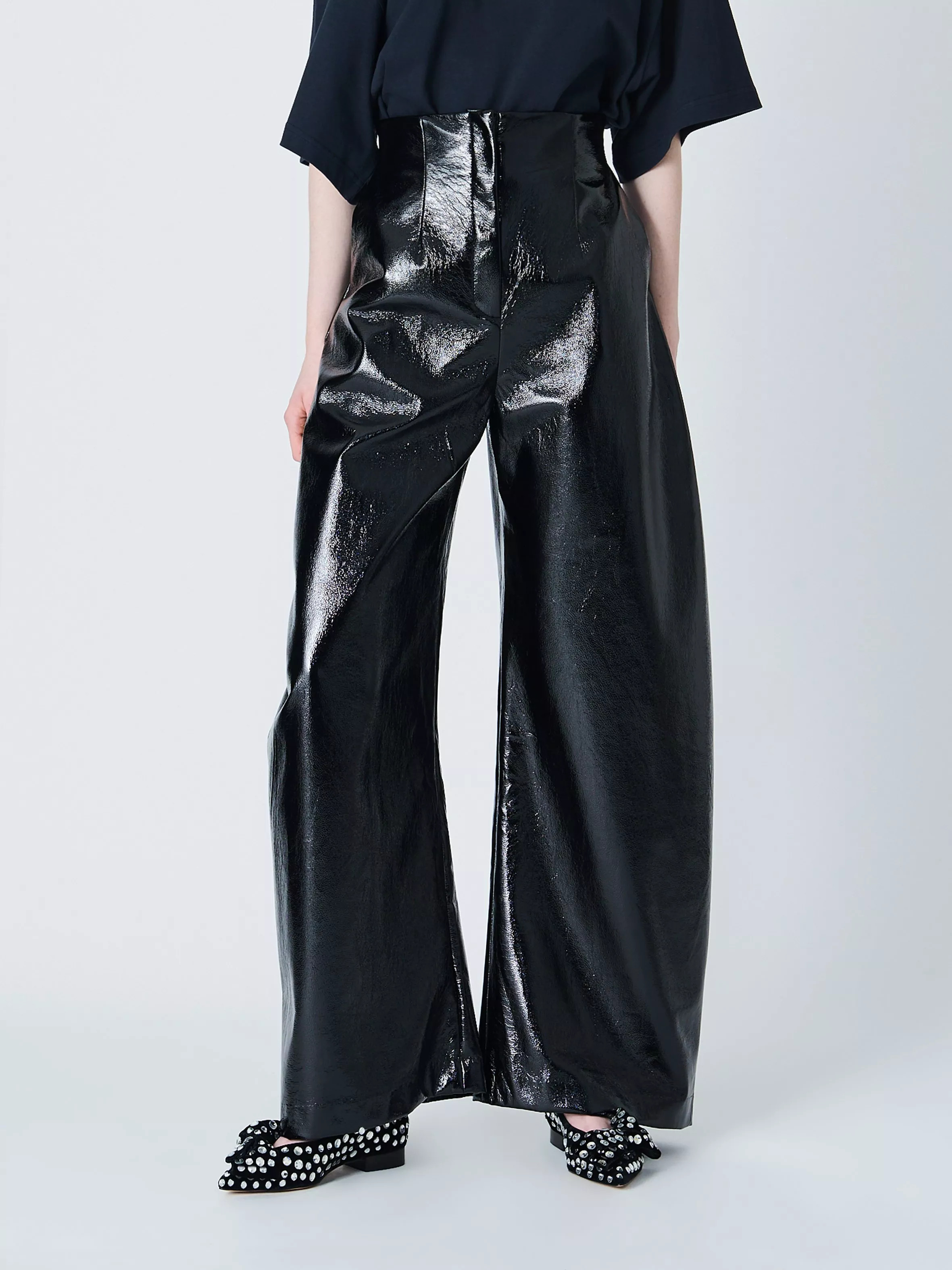 John Lewis x A.W.A.K.E. MODECurved Naplak Trouser, Black | John Lewis (UK)