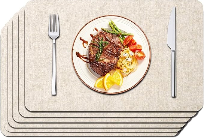 Maxpearl Faux Leather Placemats Set of 6 - Waterproof - Wipe Clean - Heat Resistant - Anti Slip D... | Amazon (US)