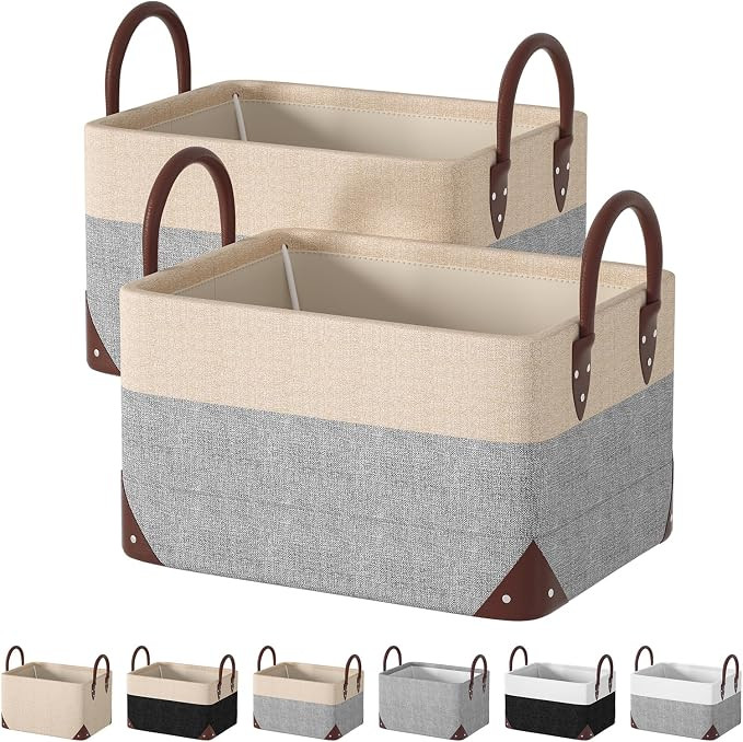 Storage Baskets for Shelves with Metal Frame- Closet Storage bins for Organization Collapsible Re... | Amazon (US)