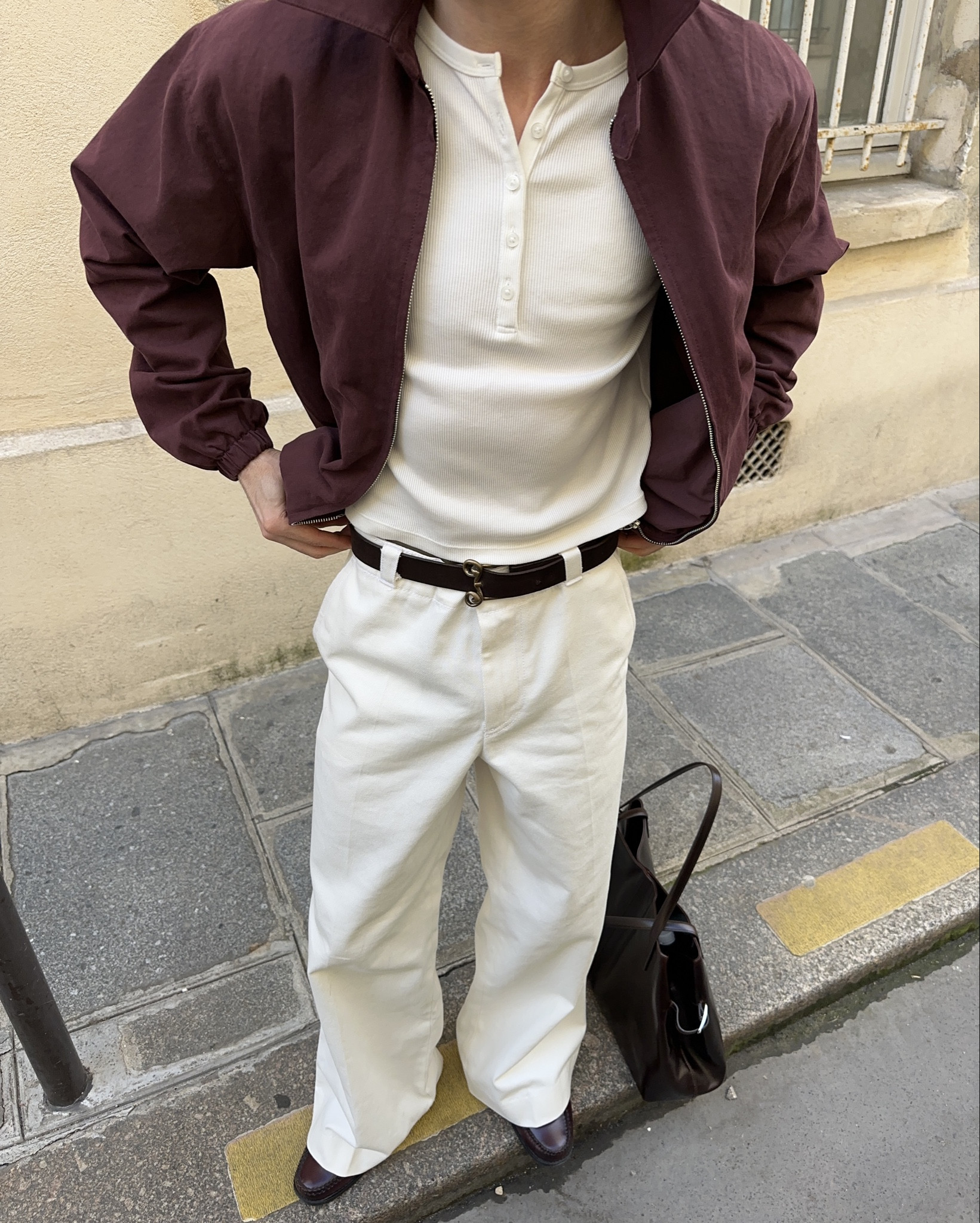 Spring outfits 2026 | weißes henley shirt | weiße jeans | leichte rote jacke |loafer burgundy 

#LTKdeutschland #LTKherren #LTKspring