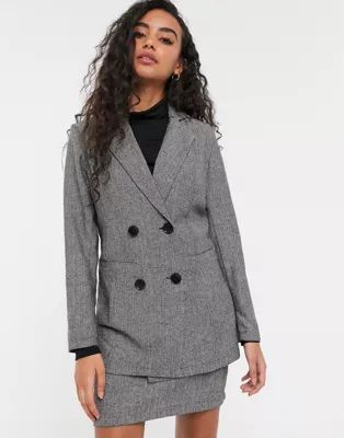Parisian Petite tailored longline double breasted blazer in gray | ASOS (Global)