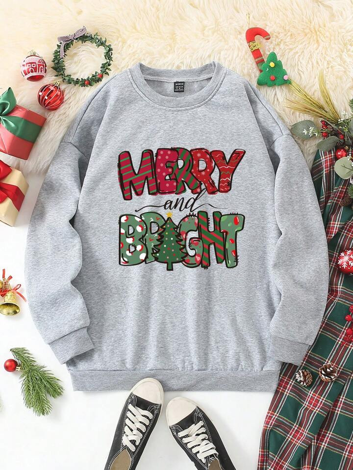 1pc Christmas Print Thermal Lined Sweatshirt | SHEIN