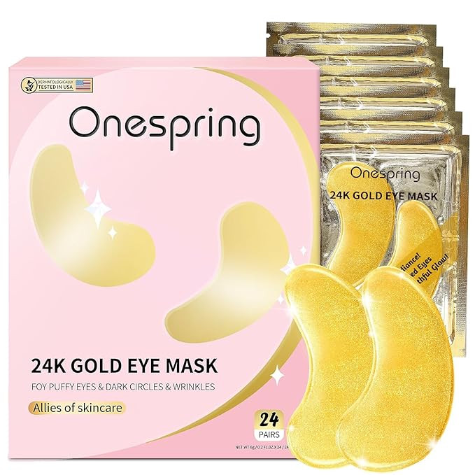 Under Eye Patches (24 Pairs), 24K Gold Under Eye Masks for Dark Circles, Puffy Eyes, Undereye Bag... | Amazon (US)