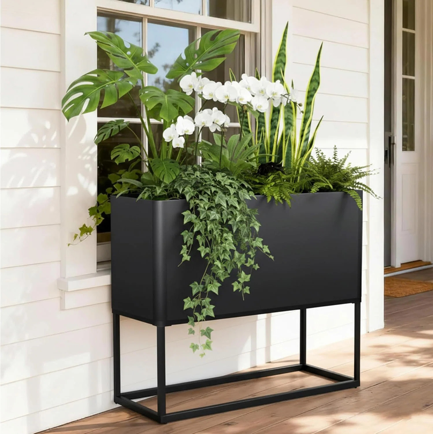 Modern Raised Metal Outdoor/indoor Planter Box, Outdoor Rectangular Planter Box, Durable All-Weat... | Wayfair North America