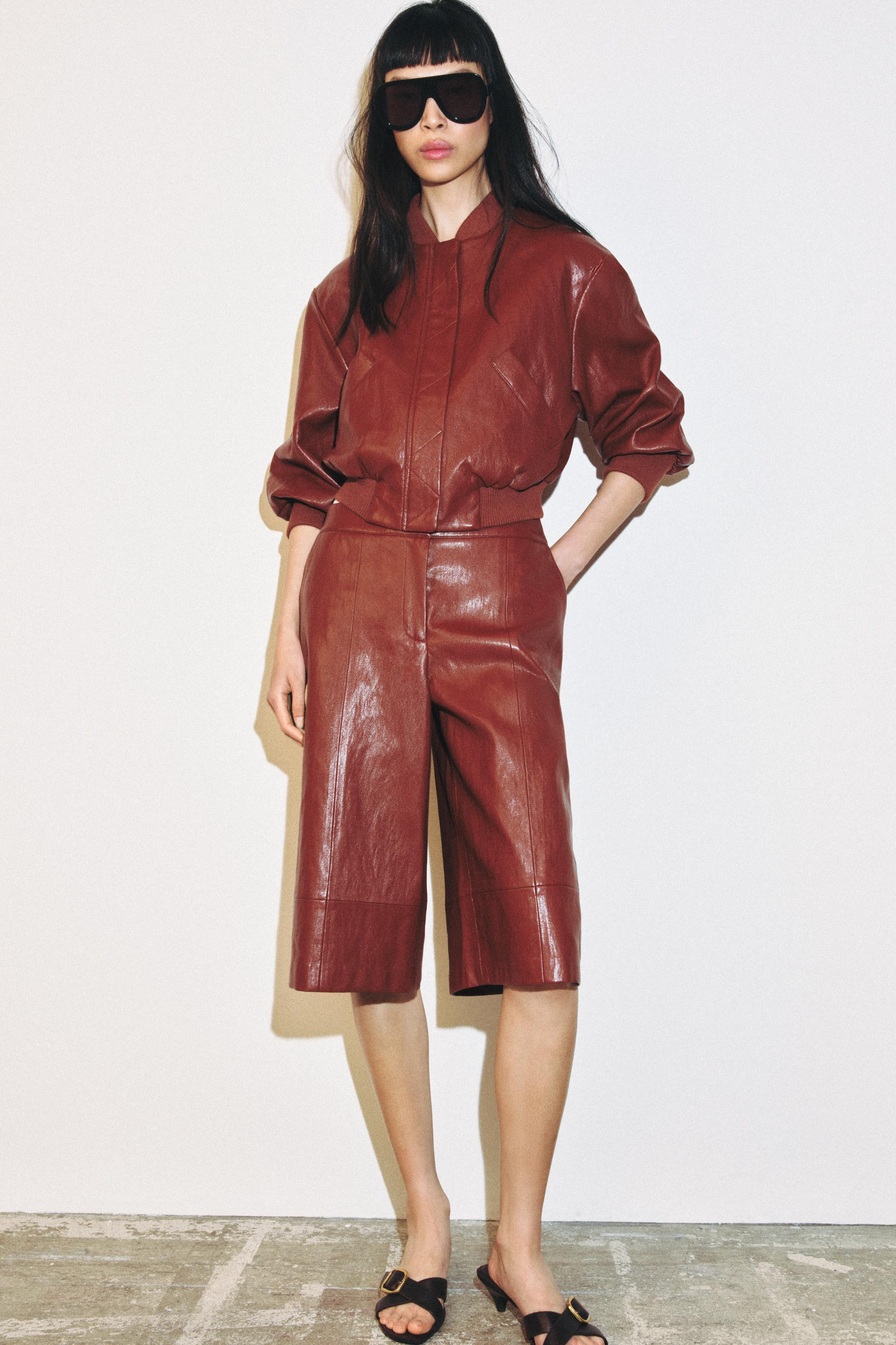 FAUX LEATHER LONG SHORTS | Zara US