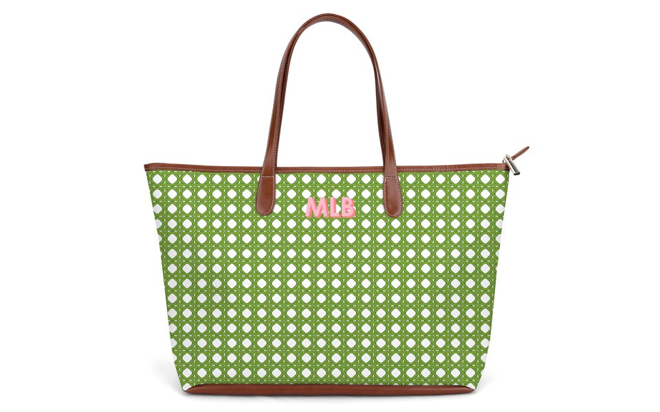 St. Anne Zippered Tote - Monogram Stripe | Barrington Gifts
