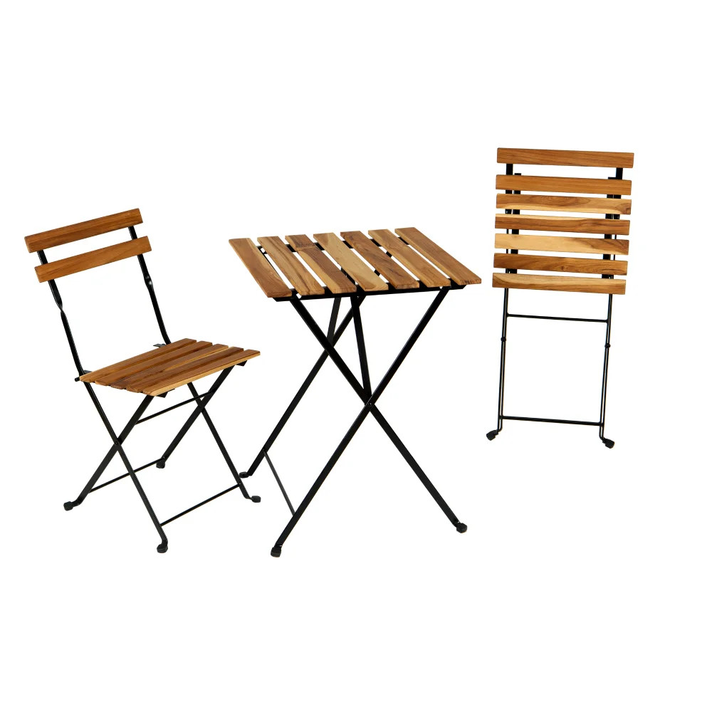 Aonesy solid Teak Wood Bistro Set Folding Table And Chair Set, 3 Piece Patio Set of Foldable Pati... | Walmart (US)