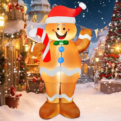Jumpfly  5FT Gingerbread Christmas Inflatables Outdoor Decoration Christmas Outdoor Decoration Bl... | Lowe's