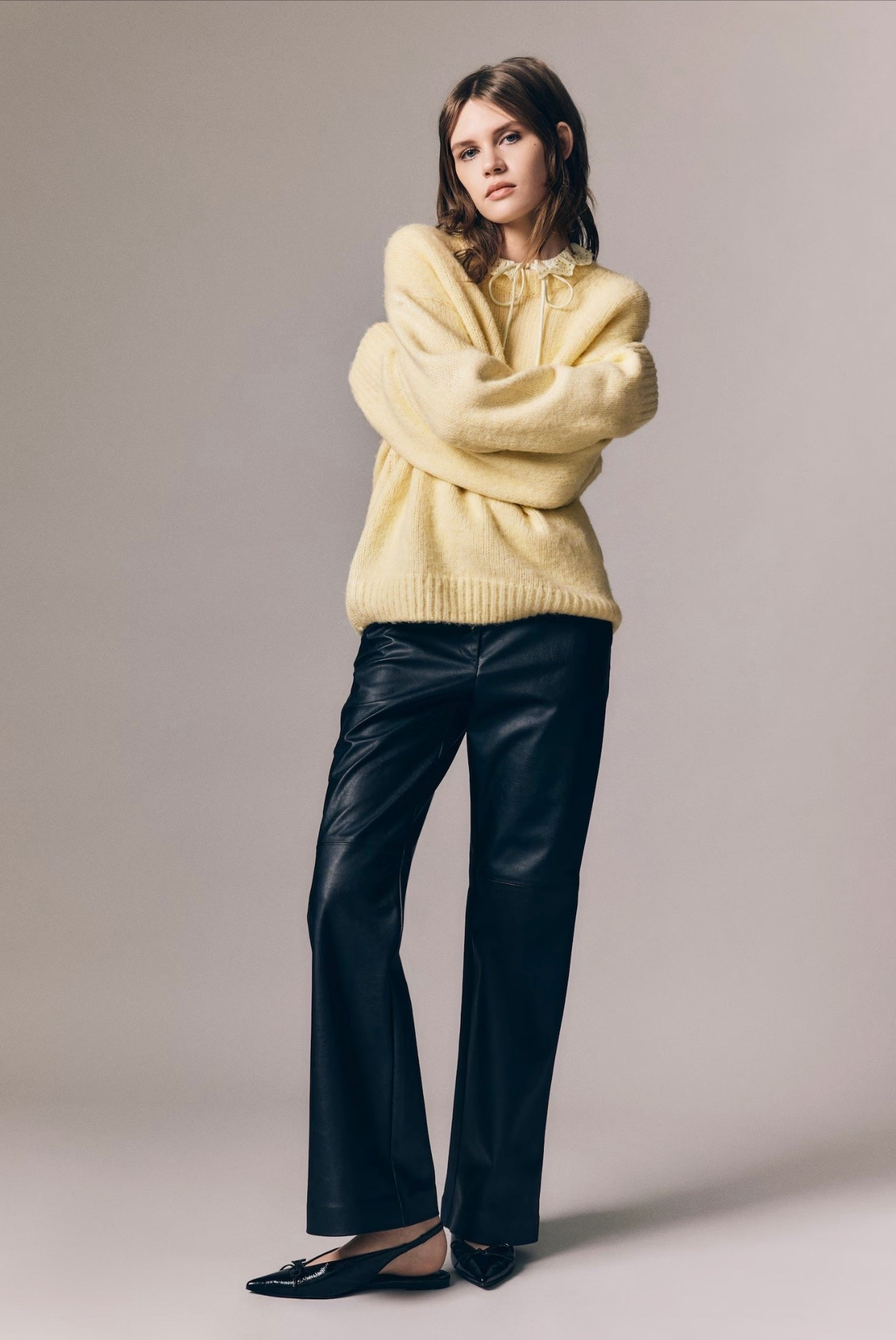 spring outfits 2026
Yellow SWEATER paired with faux leather pants 

#spring #outfit #workwear 

#LTKSeasonal #LTKPetite #LTKOver40