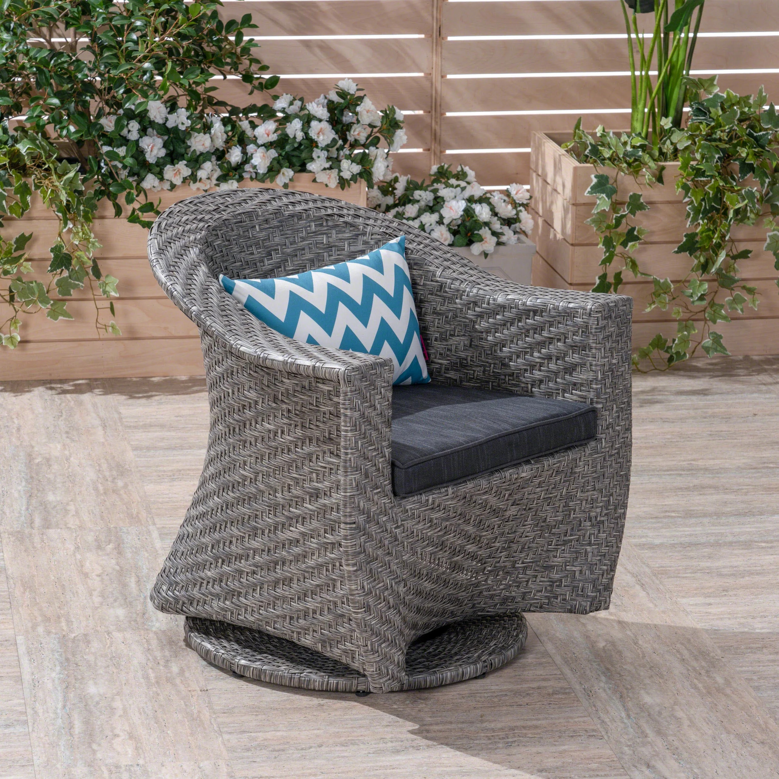 Saylor Outdoor Wicker Swivel Chair, Mixed Black, Dark Gray | Walmart (US)