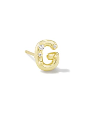 Crystal Letter A Gold Single Stud Earring in White Crystal | Kendra Scott | Kendra Scott