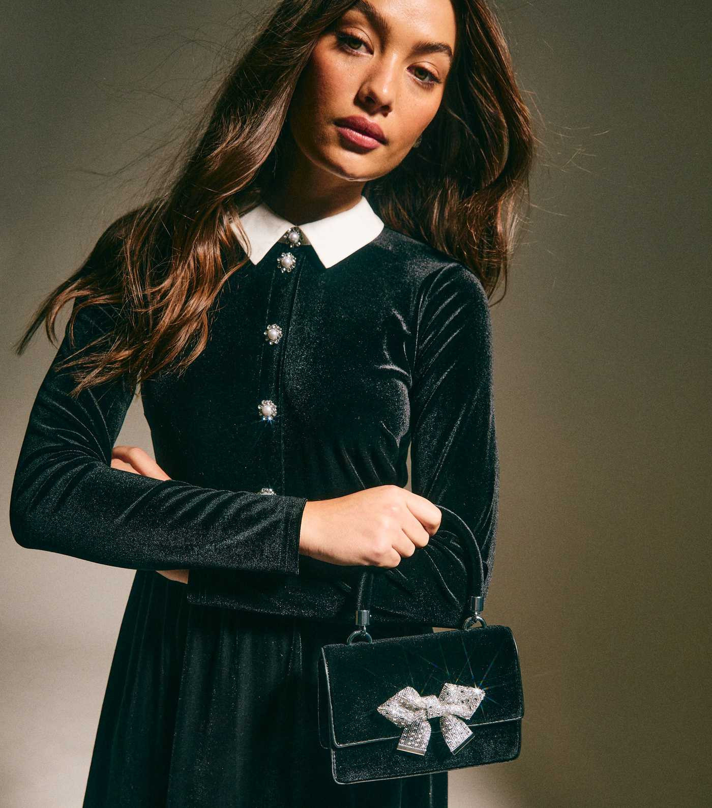 Black Diamante Bow Top Handle Bag | New Look | New Look (UK)