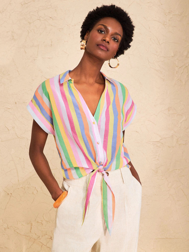 Meerdere strepen - Love & Roses Tie Front Roll Sleeve Shirt | Next EU